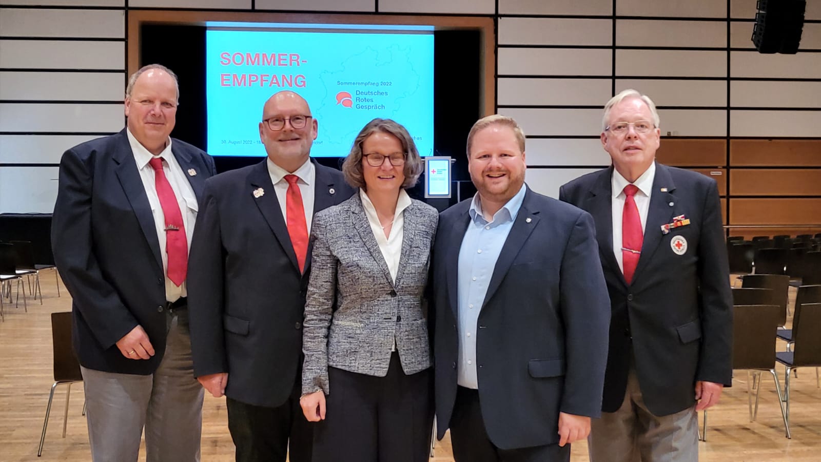 Bild mit Personen, von links nach rechts: Heinrich Frieling, Ansgar Rocholl, Ina Scharrenbach, Heinz-S. Gosmann, Heinrich Gehlmann