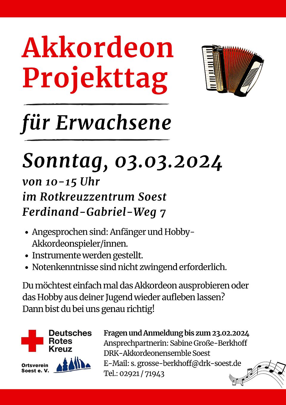 Flyer für den Akkordeon Projekttag
